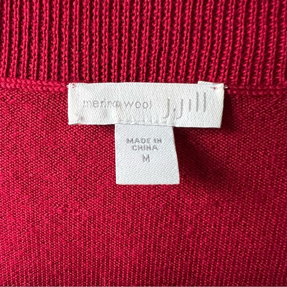 J.Jill 100% Merino Wool High Ribbed-Sleeves Sweater RED size Medium - Picture 4 of 15